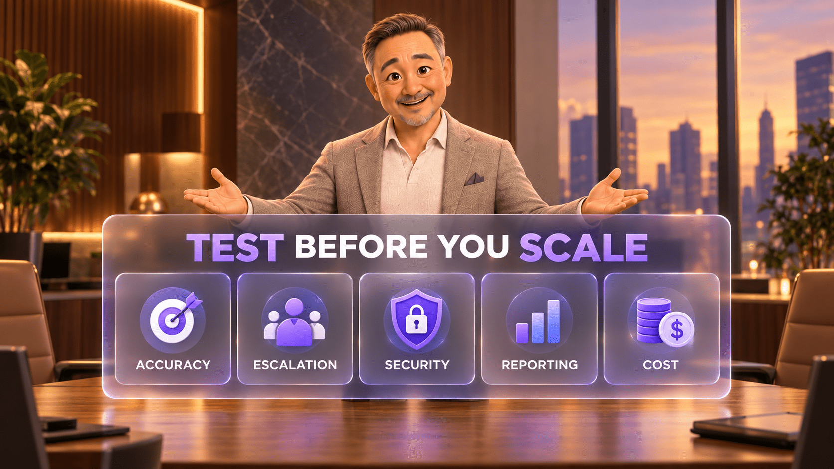 David evaluates AI communication accuracy, escalation, security, reporting, and cost before scaling